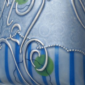 Pillow tile detail Periwinkle calligraphic