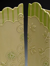 Kieffer Screen vase pair detail in Yellow pear