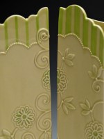 Kieffer Screen vase pair detail in Yellow pear