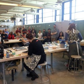 Demonstrating with Kathy King (l) and Kristen Kieffer at Southern IL U., Carbondale