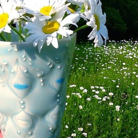 Kristen Kieffer tumbler and wild daisies
