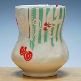 Kristen Kieffer Yunomi Colorized cherries w. Green stripes