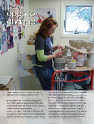 Kristen Kieffer Spotlight Ceramics Monthly Summer Working Potter issue 2015