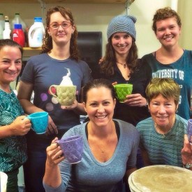 Kristen Kieffer with workshop participants from View Art Center, Old Forge, NY