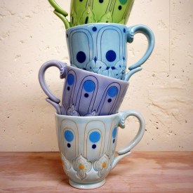Deco stamped mugs by Kristen Kieffer