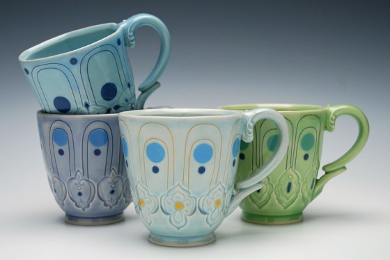 Deco stamped mugs by Kristen Kieffer