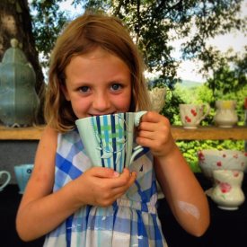Matching visitor at Michael Kline's studio sale, Cousins in Clay, 2016, NC